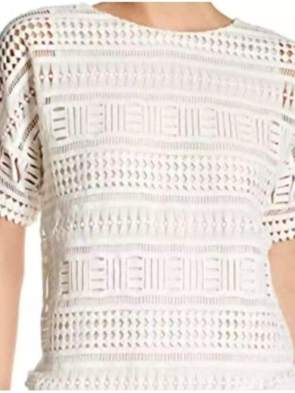 Vince White lace crochet linen pullover Tops.